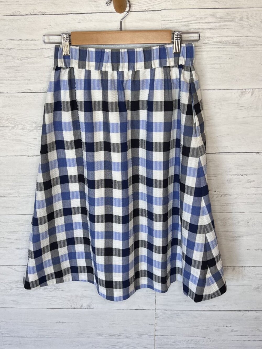 1901 Skirt Womens Size XS Blue Plaid A Line Preppy Academia Lined Knee Length - Picture 8 of 12